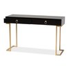 Baxton Studio Beagan Modern and Contemporary Black Finished Wood and Gold Metal 2Drawer Console Table 213-12161-ZORO